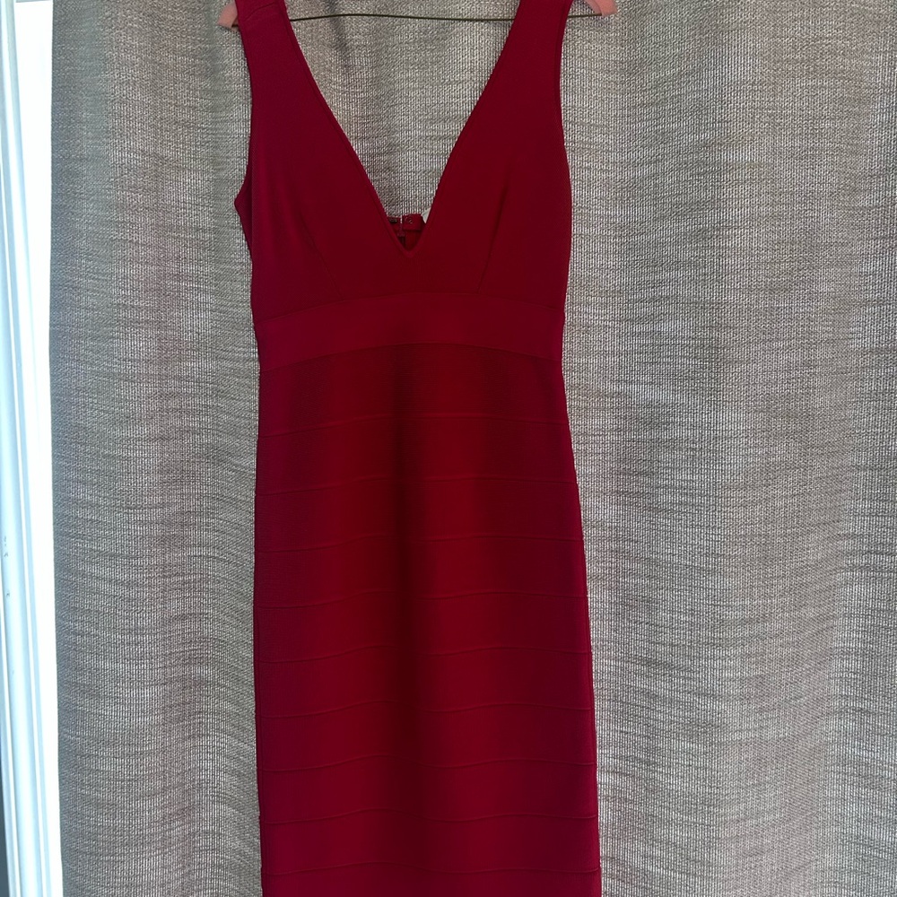 Herve Leger Vibrant Red Midi Dress